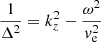 $$ \begin{aligned} \frac{1}{\Delta ^2} = k_{z}^2 - \frac{\omega ^2}{{ v}_{\mathrm{e} }^2} \end{aligned} $$