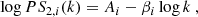 $$ \begin{aligned} \log PS_{2, i}(k) = A_{i} - \beta _{i} \log k~, \end{aligned} $$