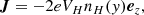 $$ \begin{aligned} \boldsymbol{J}=-2 e {V\!}_H n_H({ y}) {\boldsymbol{e}}_z, \end{aligned} $$