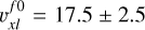 $v_{xl}^{f0} = 17.5 \pm 2.5$