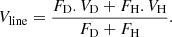 $$ \begin{aligned} V_{\rm line} = \frac{F_{\rm D}.V_{\rm D}+F_{\rm H}.V_{\rm H}}{F_{\rm D}+F_{\rm H}}. \end{aligned} $$