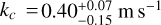 $\[k_c=0.40_{-0.15}^{+0.07} \mathrm{~m} \mathrm{~s}^{-1}\]$