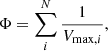$$ \begin{aligned} \Phi = \sum _i^N \frac{1}{V_{\mathrm{max},i}}, \end{aligned} $$