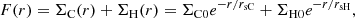 $$ \begin{aligned} F(r) = \Sigma _{\rm C}(r) + \Sigma _{\rm H}(r) = \Sigma _{\rm C0} e^{-r/r_{\rm sC}} + \Sigma _{\rm H0} e^{-r/r_{\rm sH}}, \end{aligned} $$
