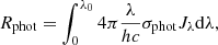 $$ \begin{aligned} R_{\rm phot}=\int _0^{\lambda _0} 4\pi \frac{\lambda }{hc} \sigma _{\rm phot}J_{\lambda }\mathrm{d}\lambda , \end{aligned} $$