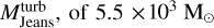 $M_{{\rm{Jeans }}}^{{\rm{turb }}}{\rm{, of }}5.5 \times {10^3}{{\rm{M}}_ \odot }$
