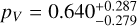 $\[p_V=0.640_{-0.279}^{+0.287}\]$
