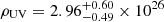 $ \rho_{\mathrm{UV}}=2.96_{-0.49}^{+0.60}\times10^{26} $