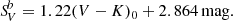 $$ \begin{aligned} {S\!}_V^b = 1.22 (V-K)_0 + 2.864\,\mathrm{mag}. \end{aligned} $$
