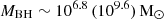 $ M_{\mathrm{BH}}\sim 10^{6.8}\,(10^{9.6})\,\mathrm{M}_{\odot} $