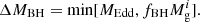 $$ \begin{aligned} \Delta M_{\rm BH} = \mathrm{min}[M_{\rm Edd},f_{\rm BH} M_{\rm g}^i]. \end{aligned} $$