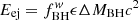 $ E_{\mathrm{ej}} = f_{\mathrm{BH}}^{\mathit{w}} \epsilon \Delta M_{\mathrm{BH}} c^2 $