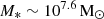 $ M_* \sim 10^{7.6}\,\mathrm{M}_{\odot} $