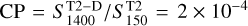 $\[\mathrm{CP}=S_{1400}^{\mathrm{T} 2-\mathrm{D}} / S_{150}^{\mathrm{T} 2}=2 \times 10^{-4}\]$