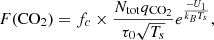 $$ \begin{aligned} F(\mathrm{CO_2}) = f_c \times \frac{N_{\rm tot} q_{\rm CO_2}}{\tau _0 \sqrt{T_s}} e^{\frac{-U_1}{k_B T_s}}, \end{aligned} $$