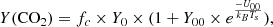 $$ \begin{aligned} Y(\mathrm{CO_2}) = f_c \times Y_0 \times (1+Y_{00}\times e^{\frac{-U_{00}}{k_B T_s}}), \end{aligned} $$