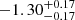 $ -1.30^{+0.17}_{-0.17} $