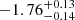 $ -1.76^{+0.13}_{-0.14} $
