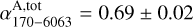 $\[\alpha_{170-6063}^{\mathrm{A}, \text { tot }}=0.69 \pm 0.02\]$