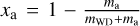 ${x_{\rm{a}}} = 1 - {{{m_{\rm{a}}}} \over {{m_{WD}} + {m_{\rm{a}}}}}$