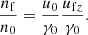 $$ \begin{aligned} \frac{n_{\rm f}}{n_0} = \frac{u_0}{\gamma _0}\frac{u_{\mathrm{f}z}}{\gamma _0} . \end{aligned} $$