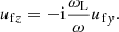 $$ \begin{aligned} u_{\mathrm{f}z} = - \mathrm{i} \frac{\omega _{\rm L}}{\omega } u_{\mathrm{f}y} . \end{aligned} $$