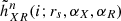 $ \tilde{h}_{XR}^n(i;r_{s},\alpha_X,\alpha_R) $
