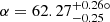 $ \alpha = 62.27^{+0.26\circ}_{-0.25} $