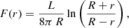 $$ \begin{aligned} F(r) = \frac{L}{8\pi \,R}\ln \left(\frac{R+r}{R-r}\right), \end{aligned} $$
