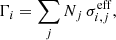 $$ \begin{aligned} \Gamma _{i} = \sum _{j} N_{j}\, \sigma ^\mathrm{eff}_{i,j}, \end{aligned} $$