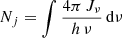 $ N_j = \int{\frac{4\pi\, J_{\nu}}{{h}\,\nu}\,\mathrm{d}\nu} $