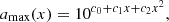 $$ \begin{aligned} a_\mathrm{max} (x) = 10^{c_0 + c_1x+c_2 x^2}, \end{aligned} $$
