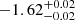 $ -1.62^{+0.02}_{-0.02} $