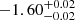 $ -1.60^{+0.02}_{-0.02} $