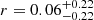 $ r = 0.06^{+0.22}_{-0.22} $