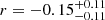 $ r=-0.15^{+0.11}_{-0.11} $