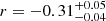 $ r=-0.31^{+0.05}_{-0.04} $
