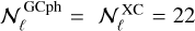 ${\cal N}_\ell ^{{\rm{GCph}}} = {\cal N}_\ell ^{{\rm{XC}}} = 22$