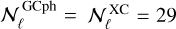${\cal N}_\ell ^{{\rm{GCph}}} = {\cal N}_\ell ^{{\rm{XC}}} = 29$