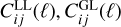 $C_{ij}^{{\rm{LL}}}(\ell ),C_{ij}^{{\rm{GL}}}(\ell )$