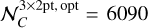 ${\cal N}_C^{3 \times 2{\rm{pt,opt}}} = 6090$