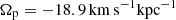 $ \Omega_{\mathrm{p}}=-18.9\,\mathrm{km\,s}^{-1}\mathrm{kpc}^{-1} $