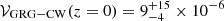 $ \mathcal{V}_{\mathrm{GRG-CW}}(z = 0) = 9^{+15}_{-4} \times 10^{-6} $