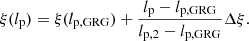 $$ \begin{aligned} \xi (l_{\rm p}) = \xi (l_{\rm p,GRG}) + \frac{l_{\rm p} - l_{\rm p,GRG}}{l_{\rm p,2} - l_{\rm p,GRG}}\Delta \xi . \end{aligned} $$
