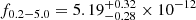 $ f_{0.2{-}5.0}= 5.19^{+0.32}_{-0.28} \times 10^{-12} $