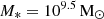 $ M_* = 10^{9.5}\,\mathrm{M}_{\odot} $