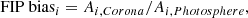 $$ \begin{aligned} \mathrm{FIP~bias} _i = A_{i, Corona}/A_{i, Photosphere}, \end{aligned} $$