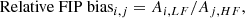 $$ \begin{aligned} \mathrm{Relative~FIP~bias} _{i,j} = A_{i,LF}/A_{j,HF}, \end{aligned} $$