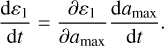 ${{{\rm{d}}{\varepsilon _1}} \over {{\rm{d}}t}} = {{\partial {\varepsilon _1}} \over {\partial {a_{\max }}}}{{{\rm{d}}{a_{\max }}} \over {{\rm{d}}t}}.$