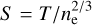 $S = T/n_{\rm{e}}^{2/3}$